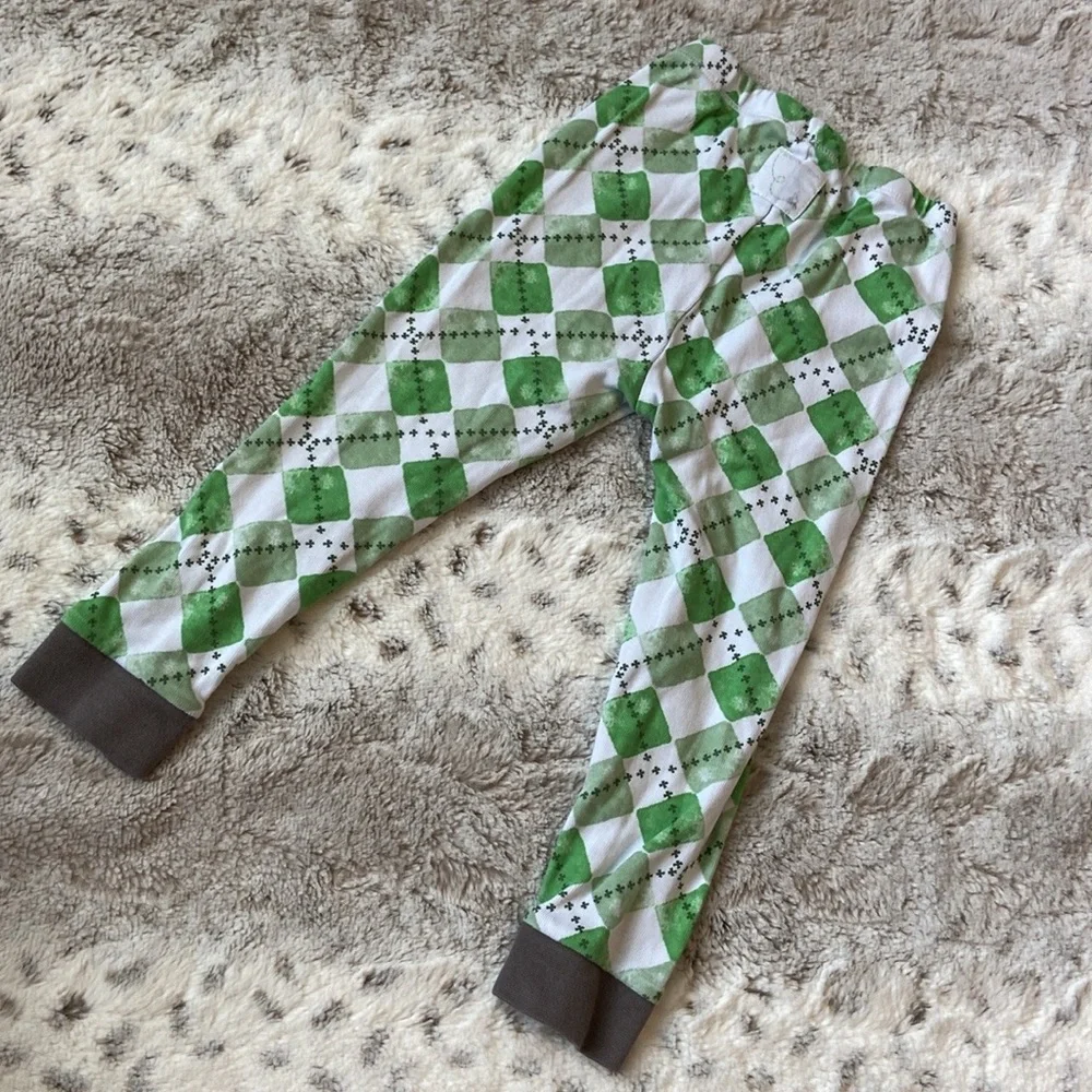 Burt’s Bees Kids matching set boys 2T green argyle preppy loungewear pajamas